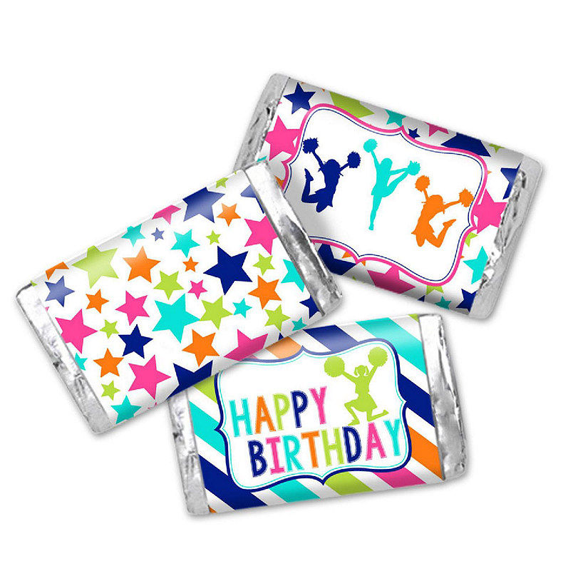 AmandaCreation Cheerleading Birthday Mini Candybar Wrappers 45pcs. Image