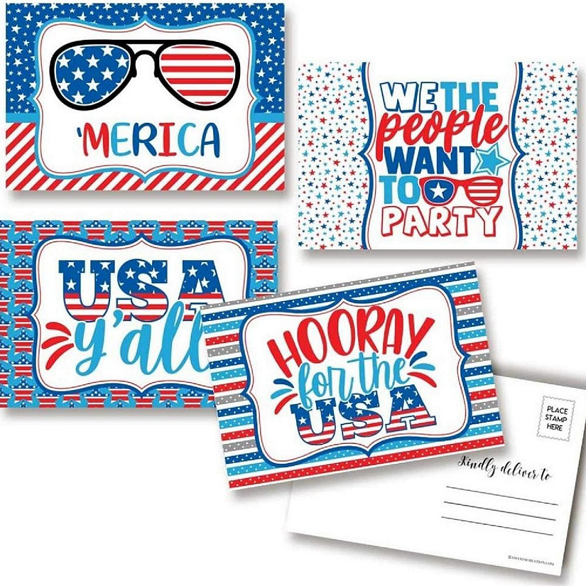 AmandaCreation Cute Patriotic Postcards 20pc. Image