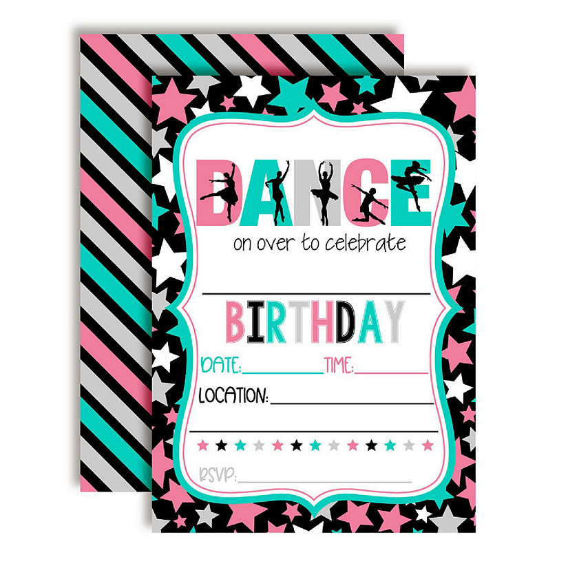 AmandaCreation Dance Birthday Invites 40pc. Image