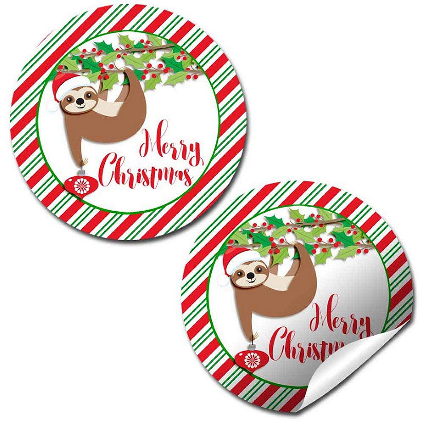 AmandaCreation Deck The Halls Sloth Envelope Seals 40pc. Image