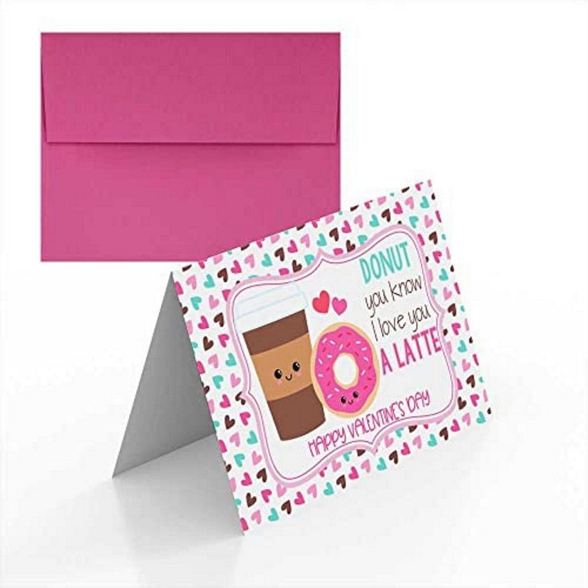 AmandaCreation Donut and Coffee Valentine Greeting Card 2pc. Image