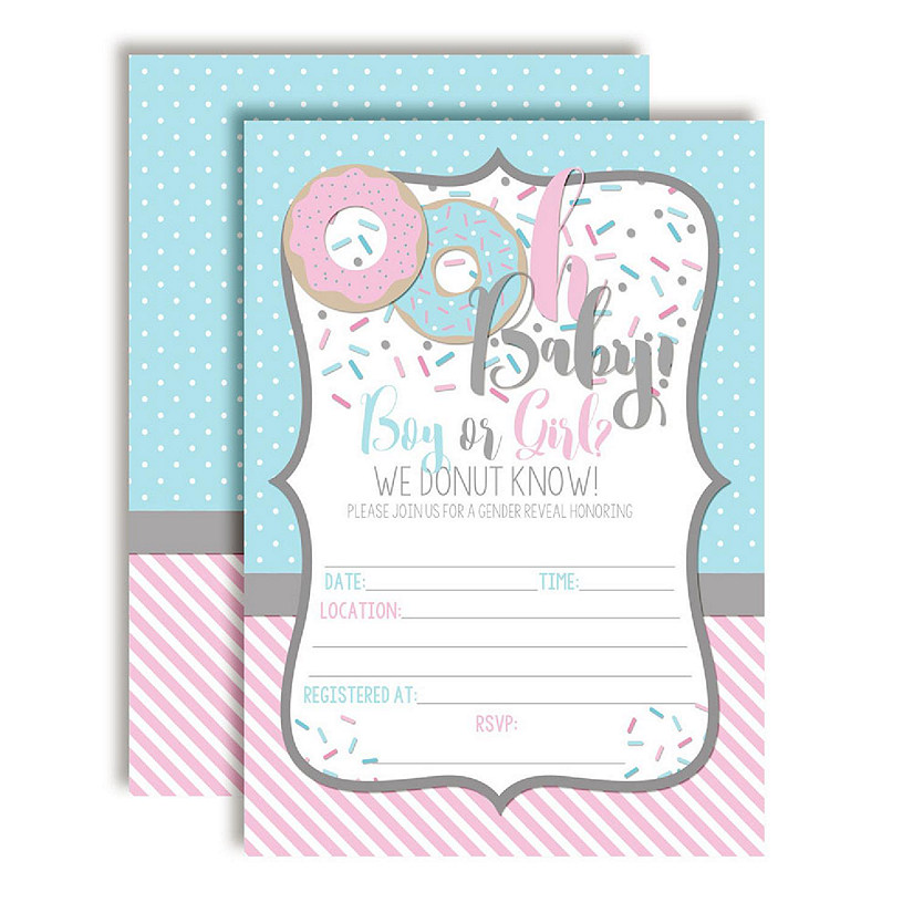 AmandaCreation Donut Gender Reveal Invites 40pc. Image