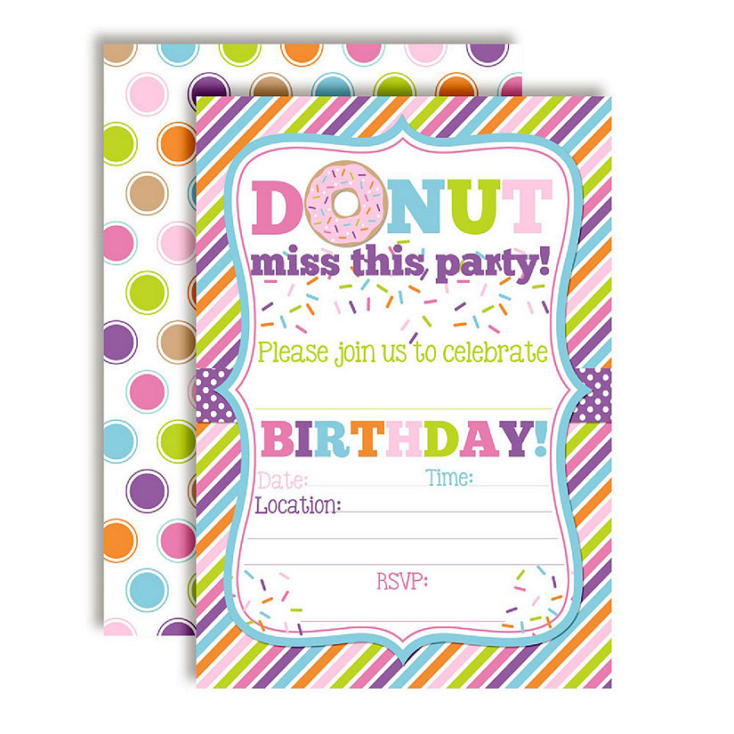 AmandaCreation Donut Miss Birthday Invites 40pc. Image