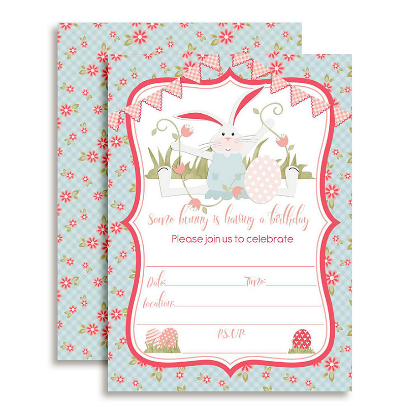 AmandaCreation Easter Bunny Birthday Invites 40pc. Image