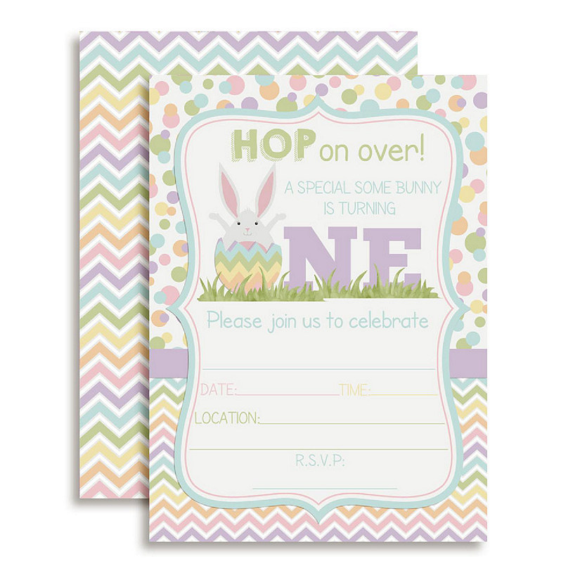 AmandaCreation Easter First Birthday Baby Invites 40pc. Image