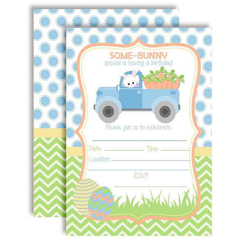 AmandaCreation Easter Truck Boy Invites 40pc. Image