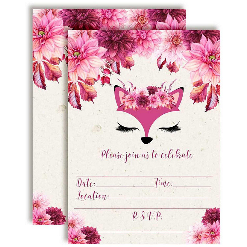 AmandaCreation Floral Fox Invites 40pc. Image