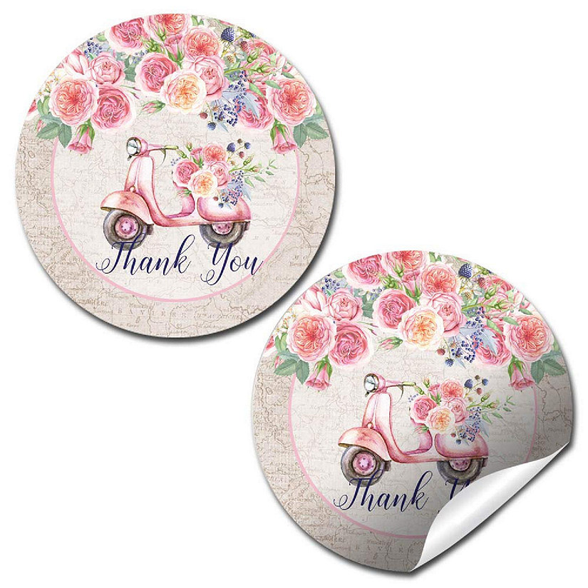 AmandaCreation Floral Moped Envelope Seals 40pc. Image