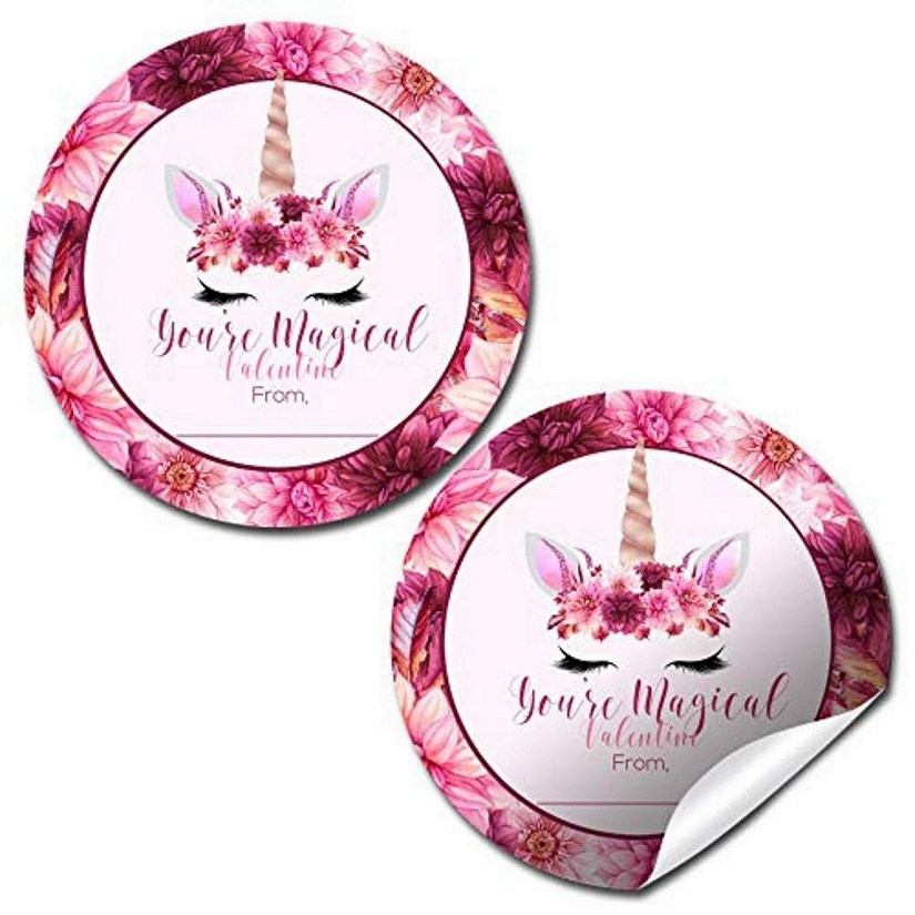 AmandaCreation Floral Unicorn Valentine Envelope Seals 40pc. Image