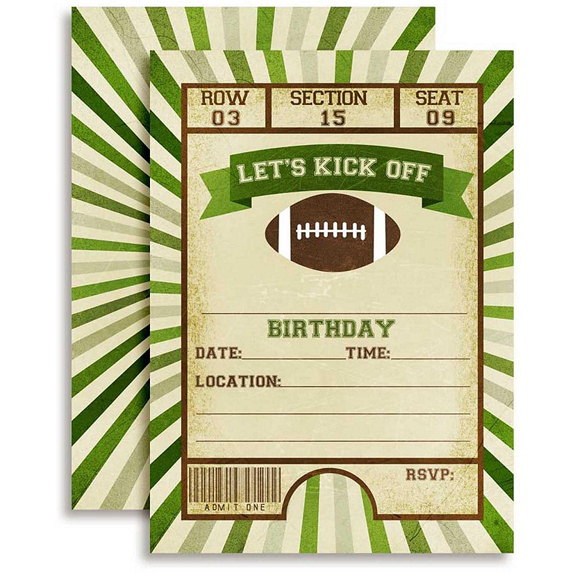 AmandaCreation Football Ticket Birthday Invites 40pc. Image