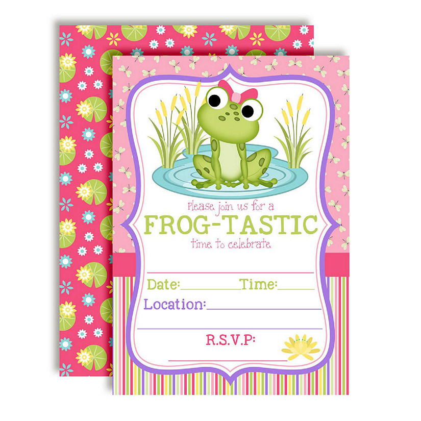 AmandaCreation Frog Pond Girl Birthday Invites 40pc. Image