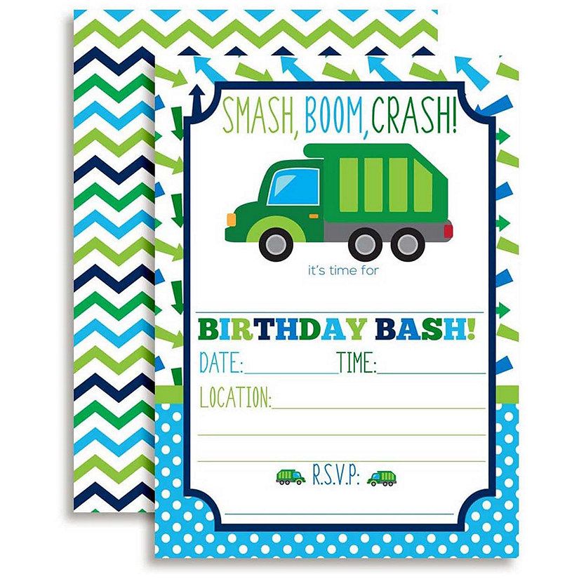 AmandaCreation Garbage Truck Invites 40pc. Image