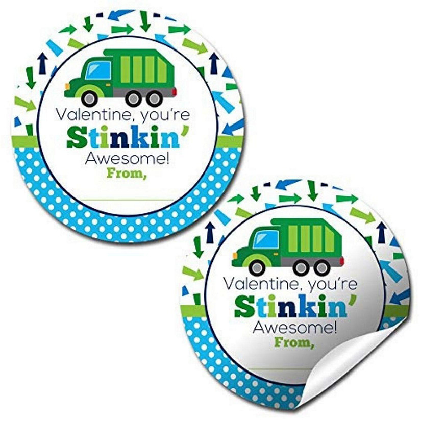 AmandaCreation Garbage Truck Valentine Envelope Seals 40pc. Image