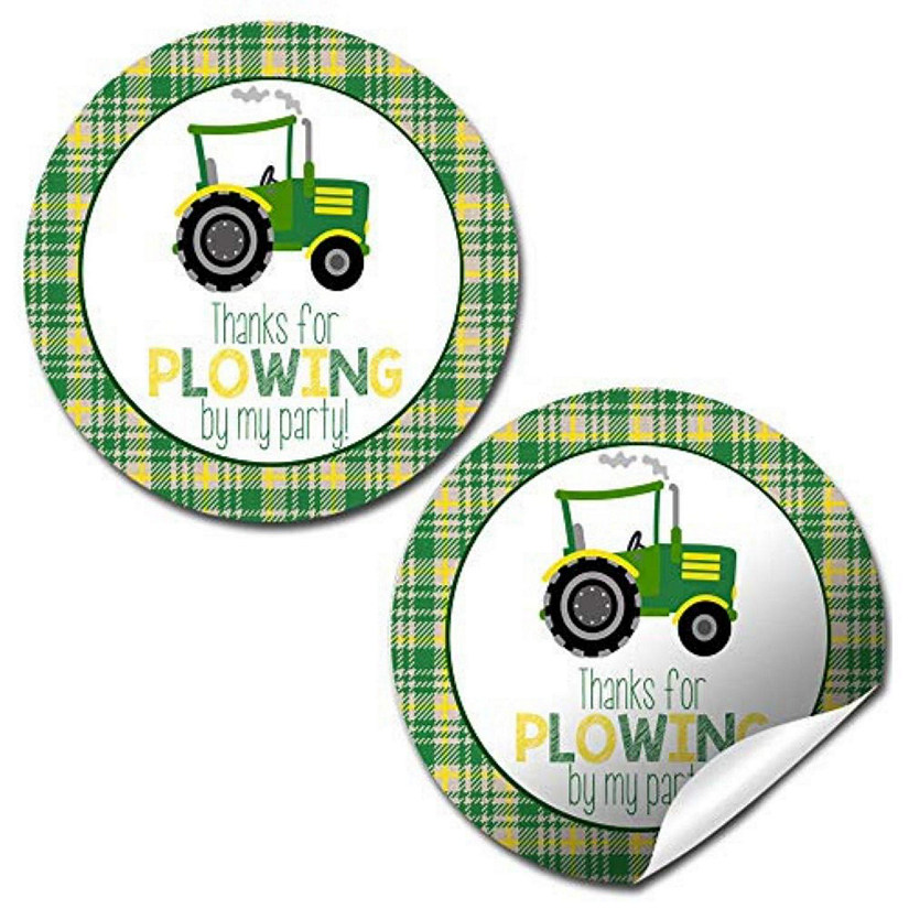 AmandaCreation Green &amp; Yellow Tractor Envelope Seals 40pc. Image