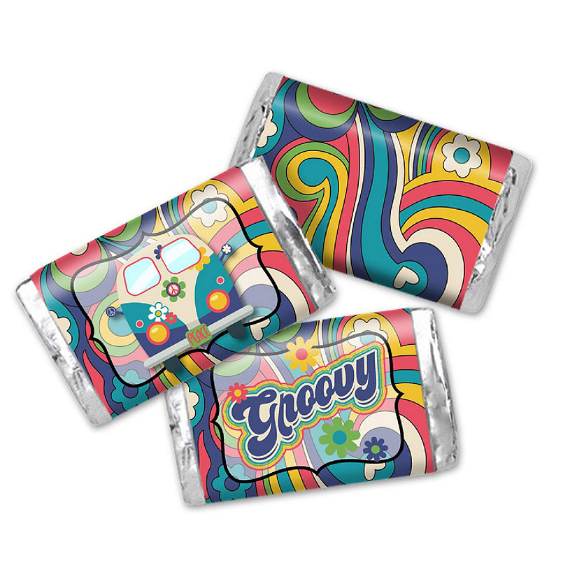AmandaCreation Groovy Vibes Birthday Mini Candybar Wrappers 45pcs. Image