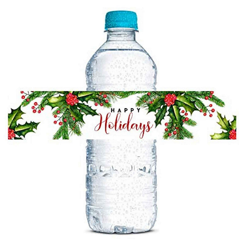 AmandaCreation Holly and Pine Water Bottle Labels 20pc. Image