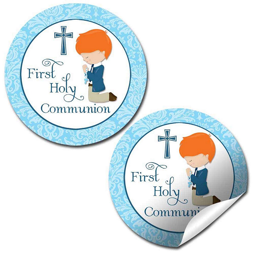 AmandaCreation Holy Communion Blue (Red) Envelope Seals 40pc. Image