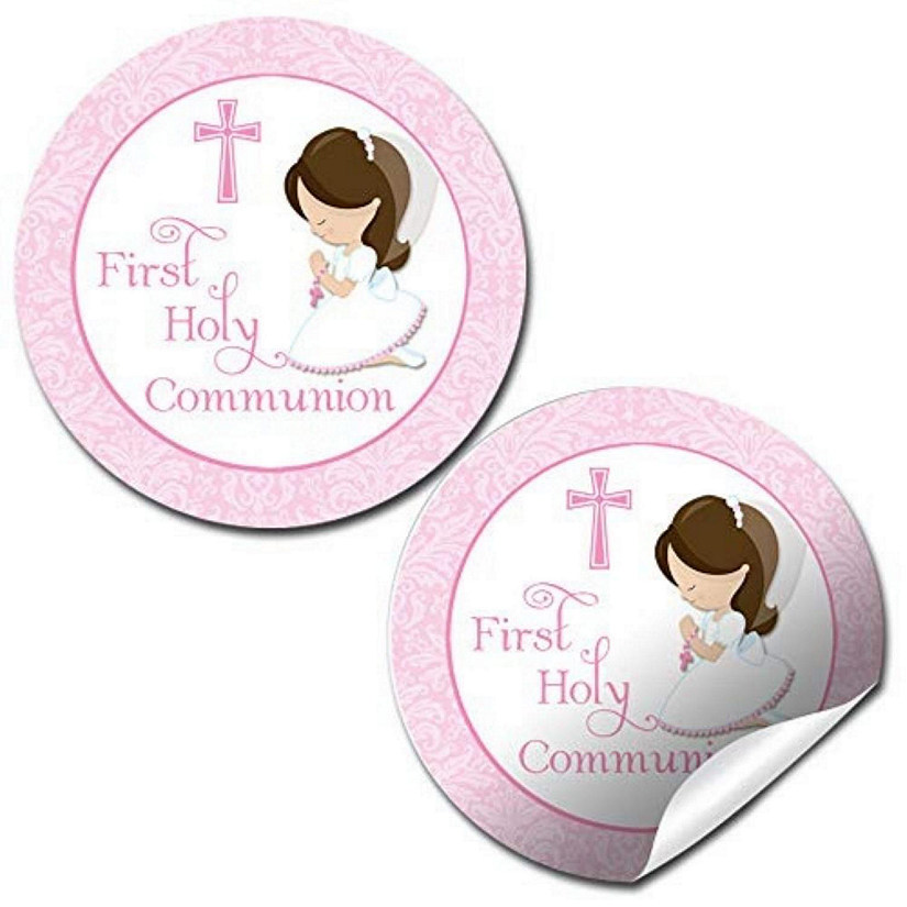 AmandaCreation Holy Communion Pink (brown) Envelope Seals 40pc. Image