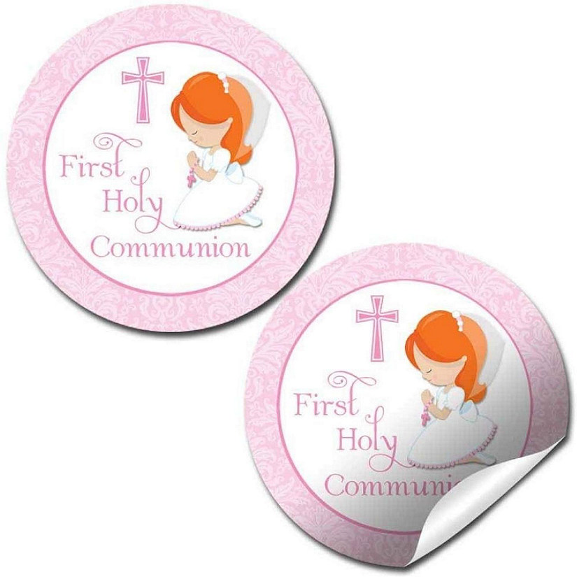 AmandaCreation Holy Communion Pink (Red) Envelope Seals 40pc. Image