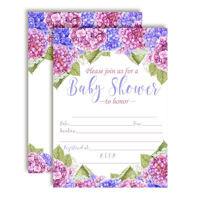 AmandaCreation Hydrangea Baby Shower Invites 40pc. Image