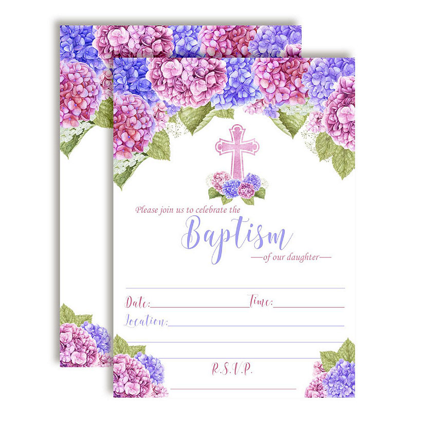 AmandaCreation Hydrangea Baptism Invites 40pc. Image