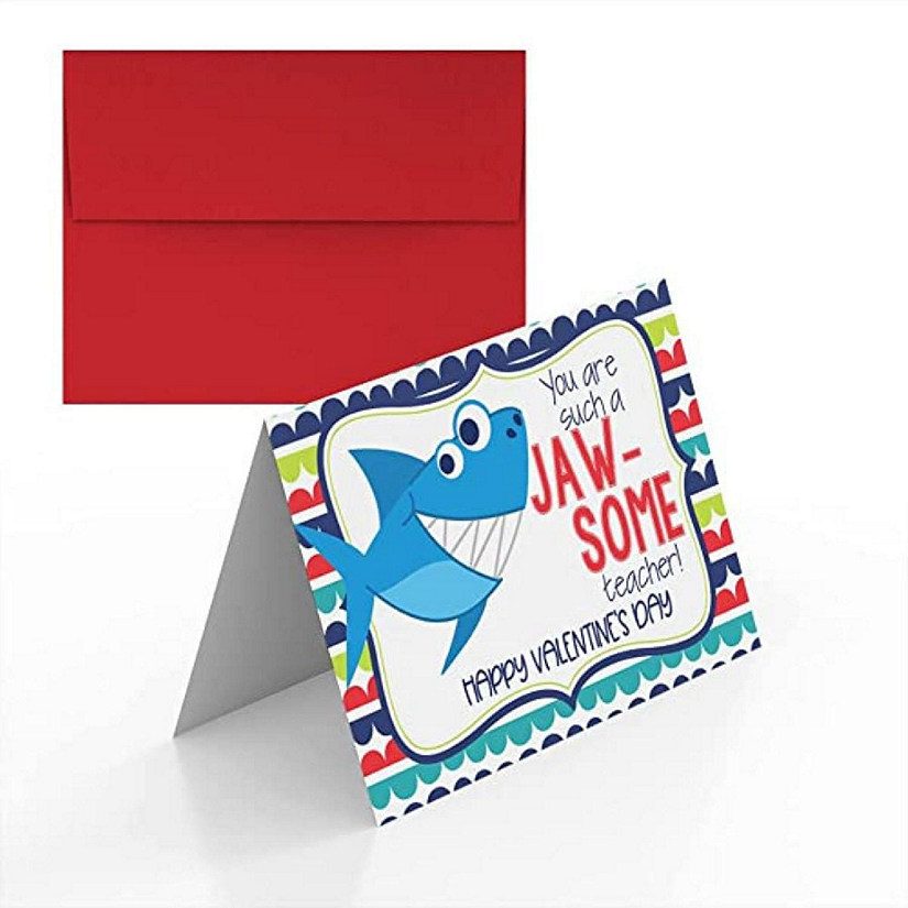 AmandaCreation Jawsome Valentine Teacher Appreciation Card 2pc. Image