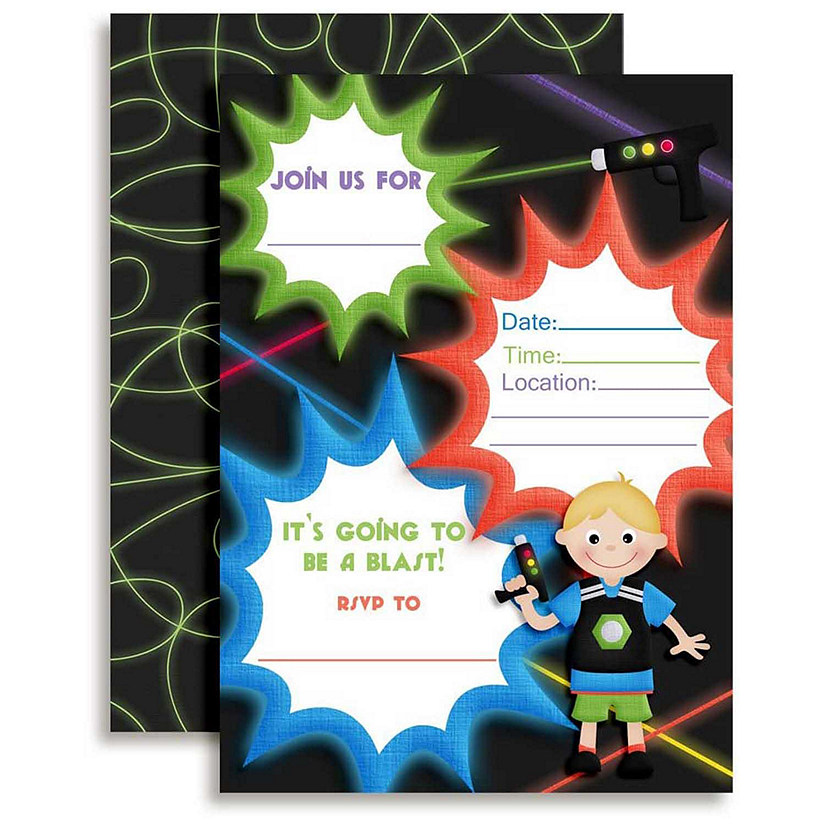 AmandaCreation Laser Tag With Boy Invites 40pc. Image