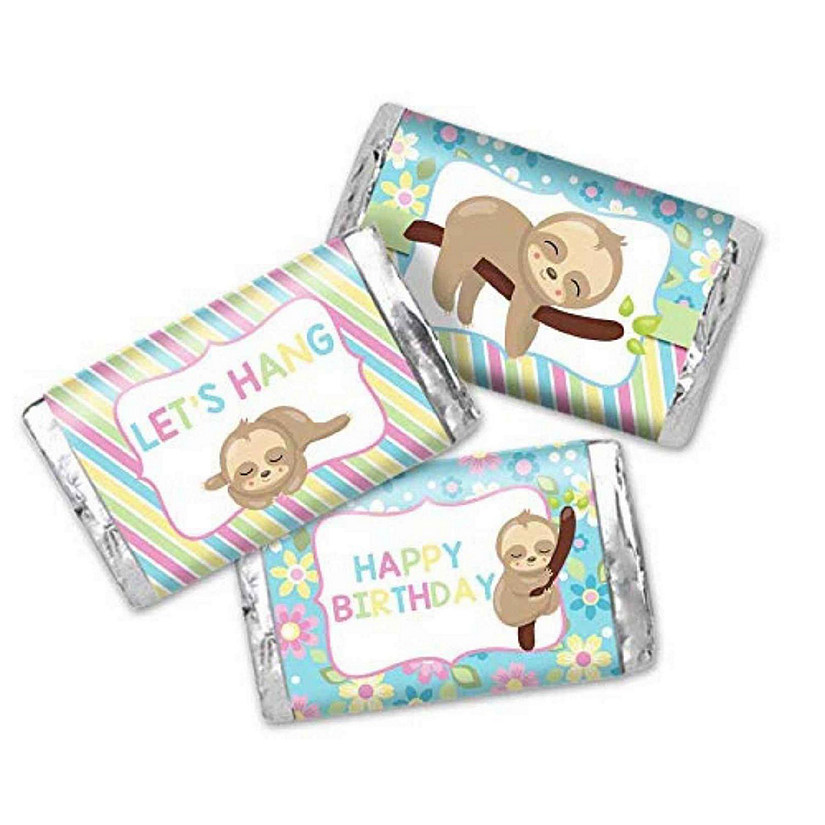 AmandaCreation Let's Hang Sloth Mini Candybar Wrappers 45pc. Image