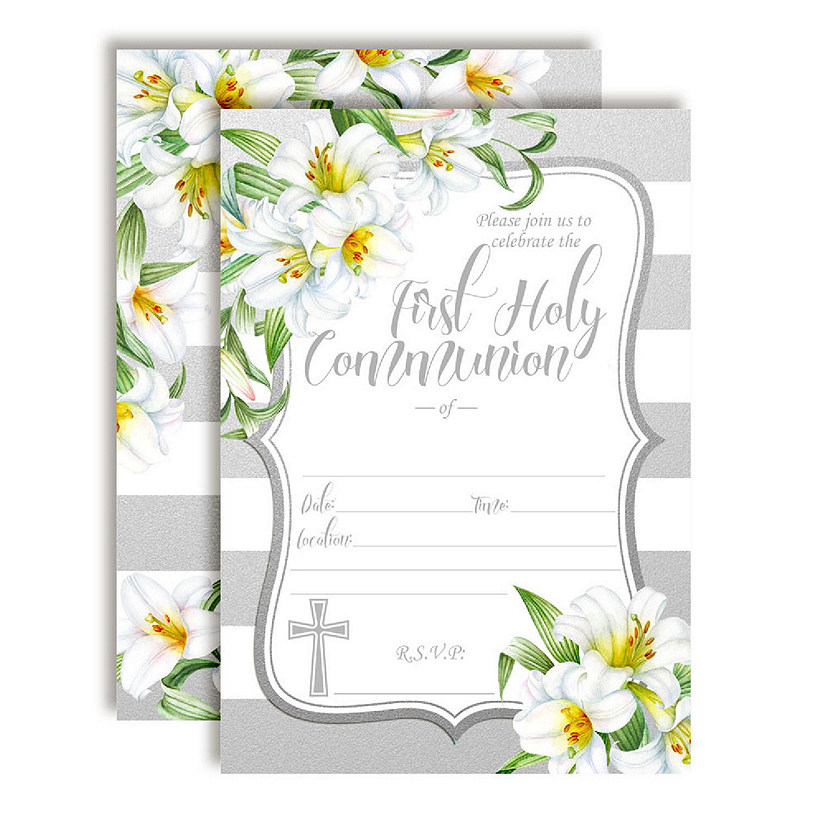 AmandaCreation Lily 1st Communion Invites 40pc. Image