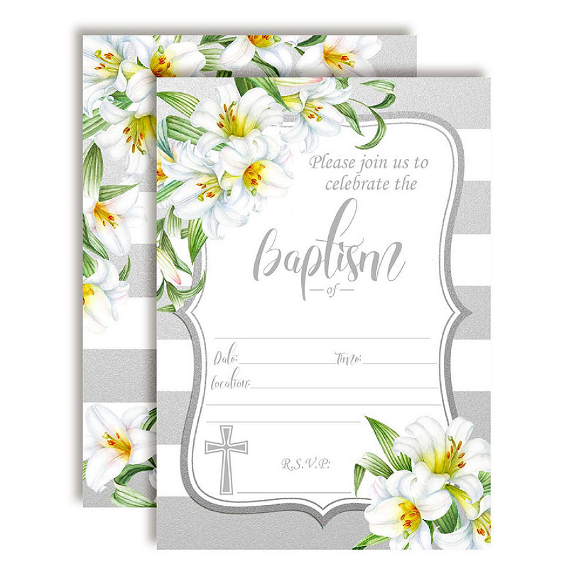 AmandaCreation Lily Baptism Invites 40pc. Image