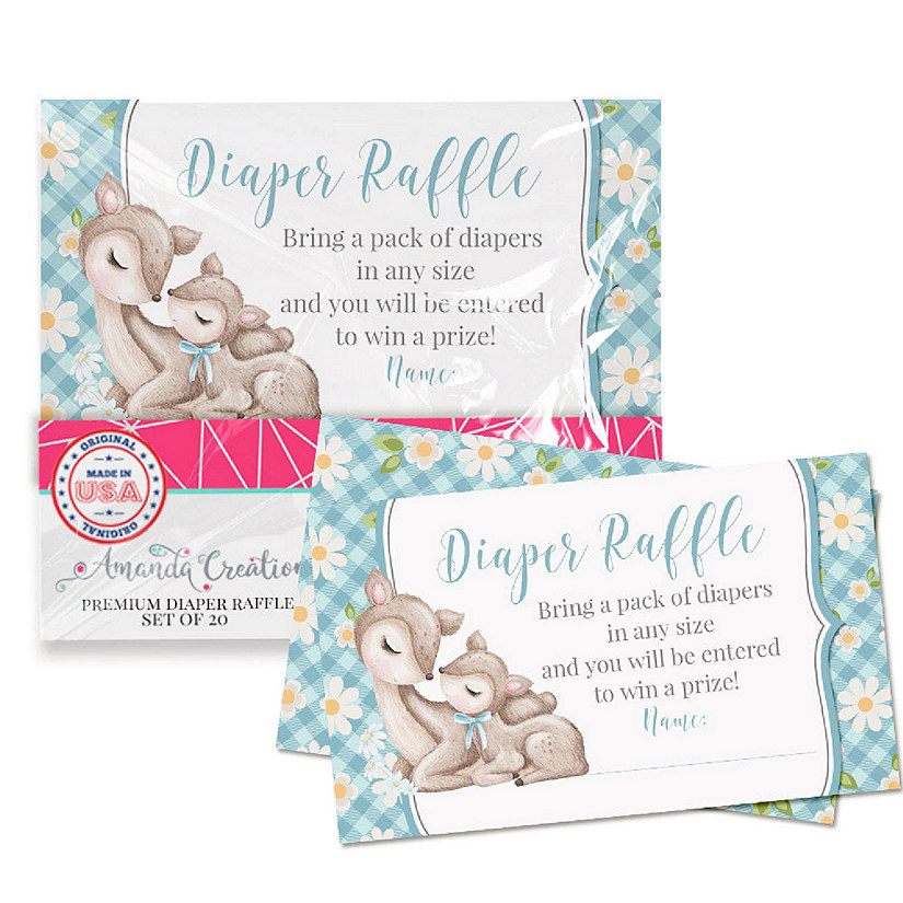 AmandaCreation Little Boy Floral Woodland Deer Diaper Raffle Tickets 20pc. Image