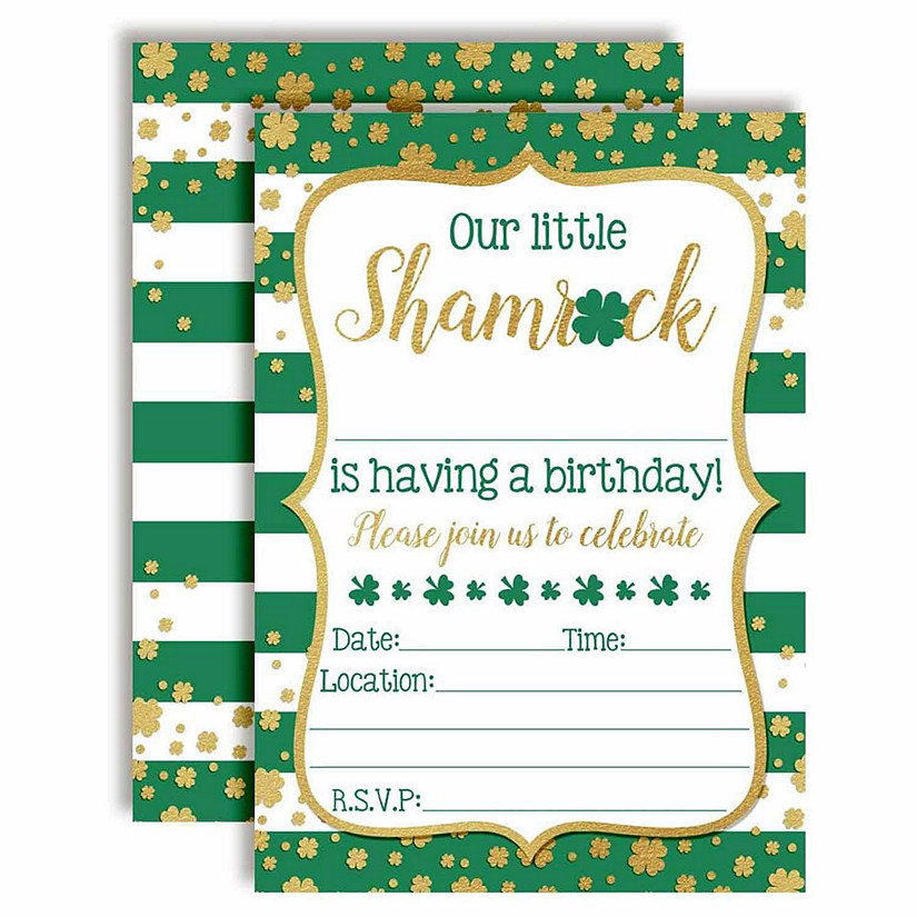 AmandaCreation Little Shamrock Birthday Invites 40pc. Image