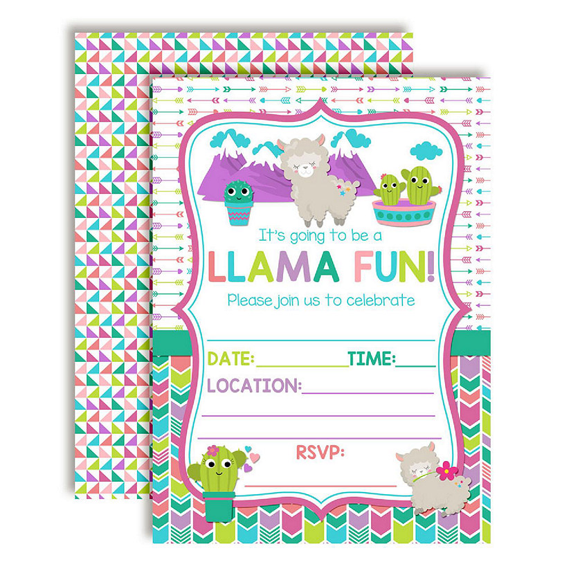 AmandaCreation Llama Fun Birthday Invites 40pc. Image