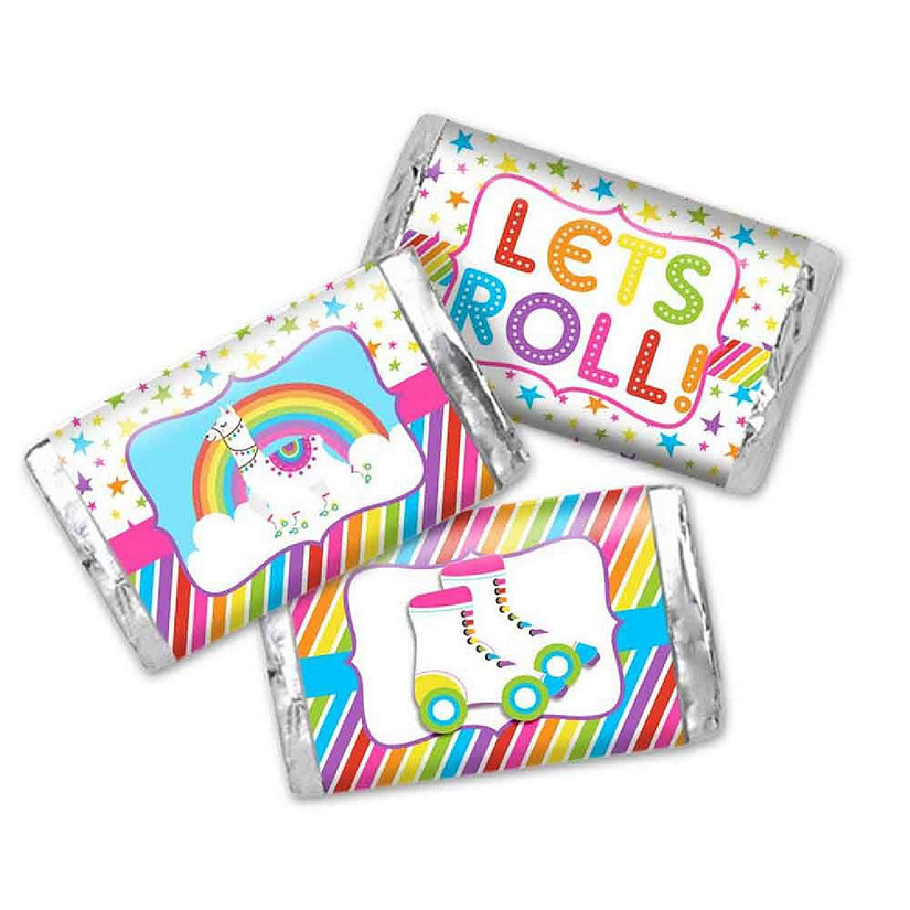 AmandaCreation Llama Roller Skating Mini Candybar Wrappers 45pcs. Image