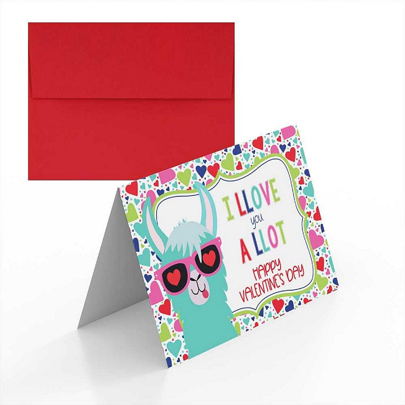 AmandaCreation Llama Valentine Greeting Card 2pc. Image