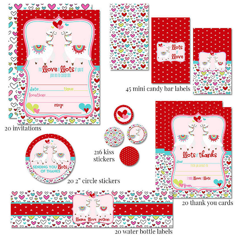 AmandaCreation Llamas in Love Party Bundle 381pc. Image