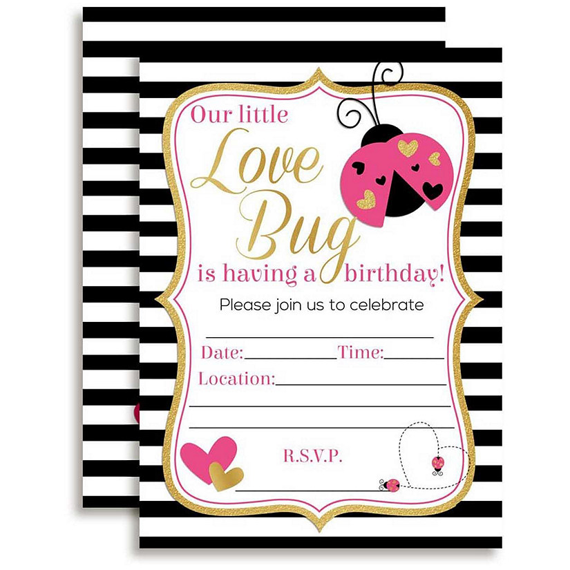 AmandaCreation Love Bug Birthday Invites 40pc. Image