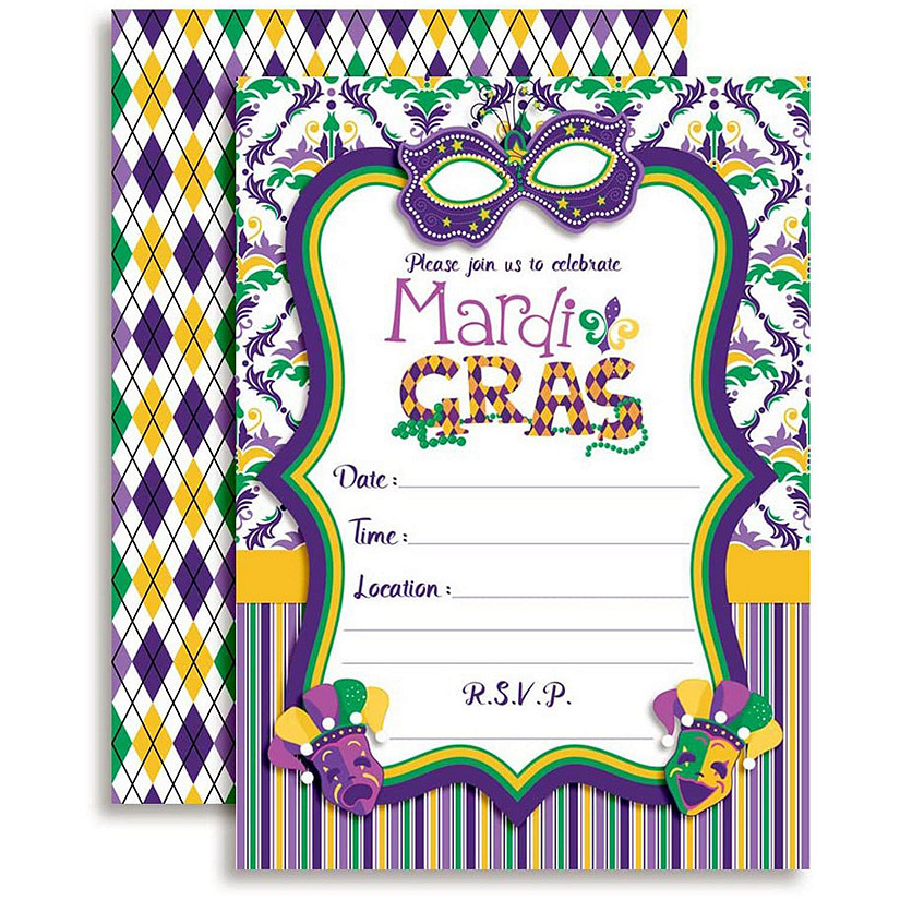 AmandaCreation Mardi Gras Masks Invites 40pc. Image