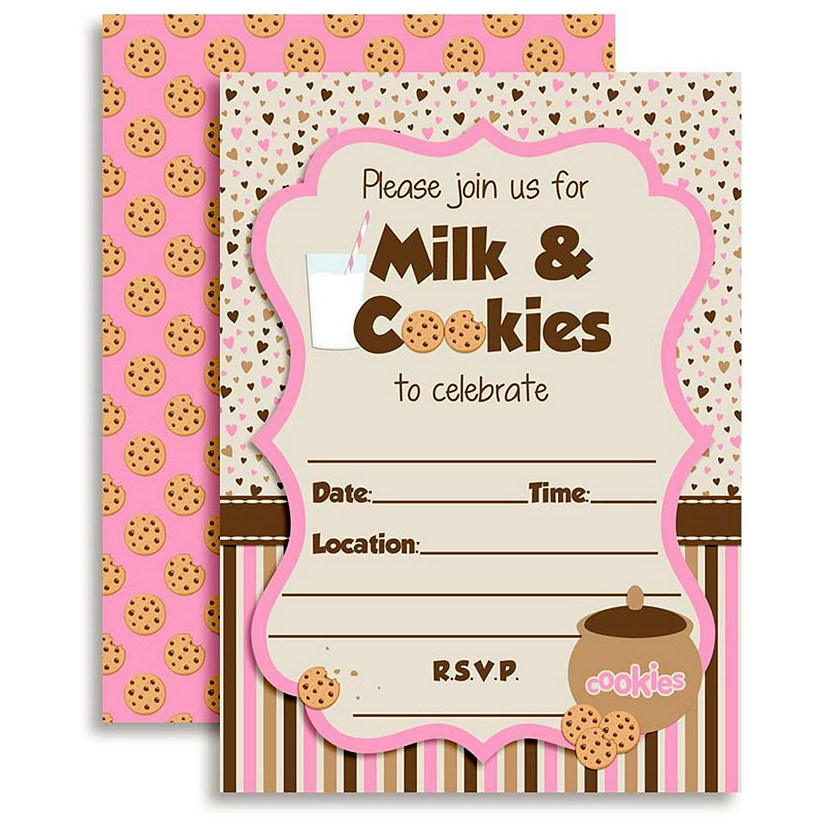 AmandaCreation Milk and Cookies Girl Invites 40pc. Image