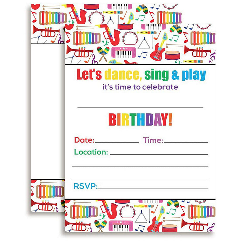 AmandaCreation Musical Birthday Invites 40pc. Image