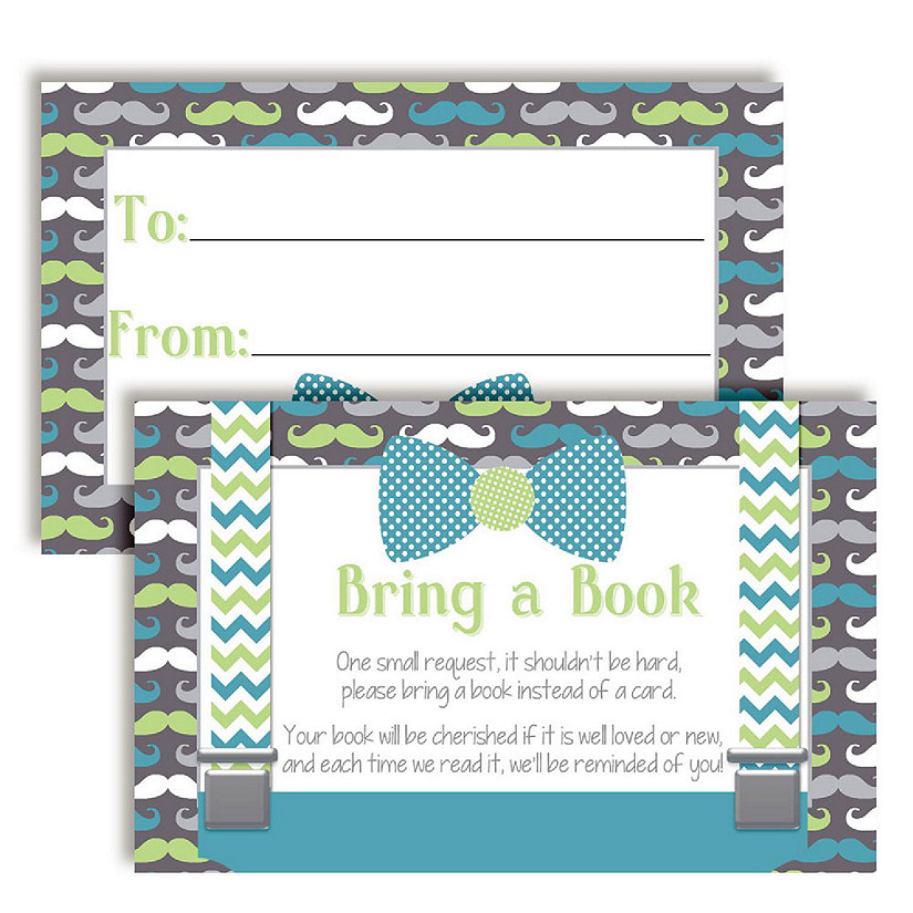 AmandaCreation Mustache and Suspenders Book Card 20pc. Image