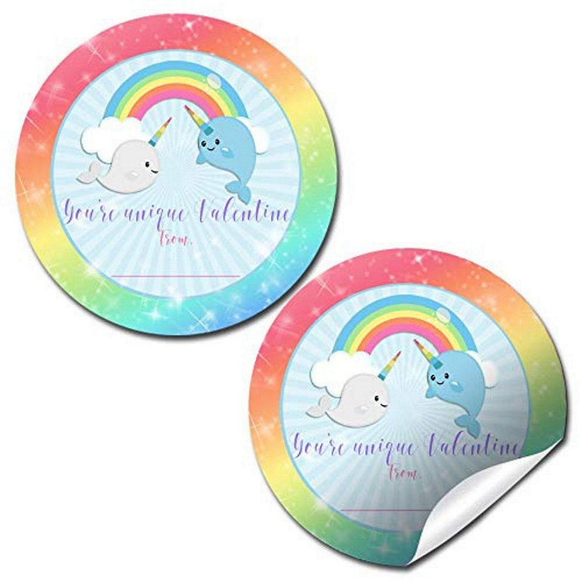 AmandaCreation Narwhal Valentine Envelope Seals 40pc. Image
