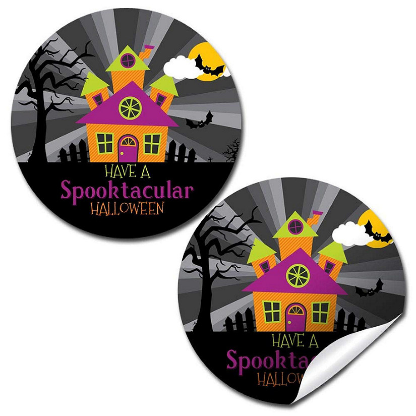 AmandaCreation Neon Haunted House Envelope Seals 40pc. Image