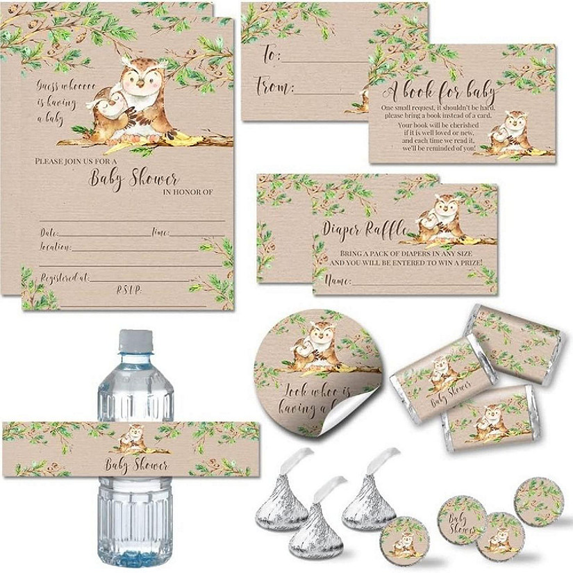 AmandaCreation Neutral Guess Whooo Owl Party Bundle 381pc. Image