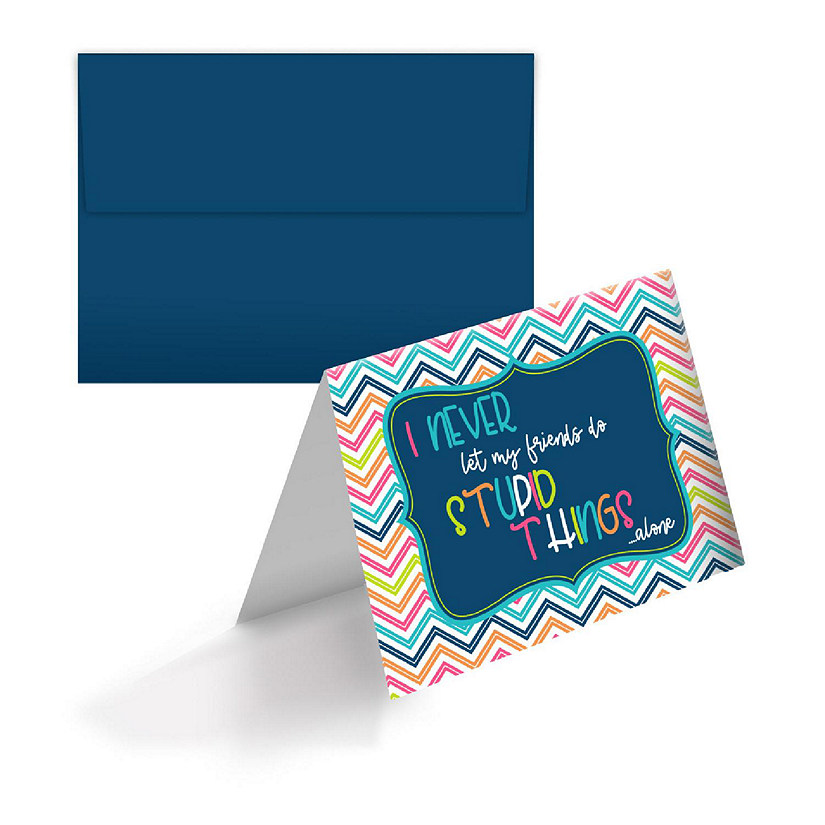 AmandaCreation Never Do Stupid Things Alone Funny Greeting Card 2pcs. Image