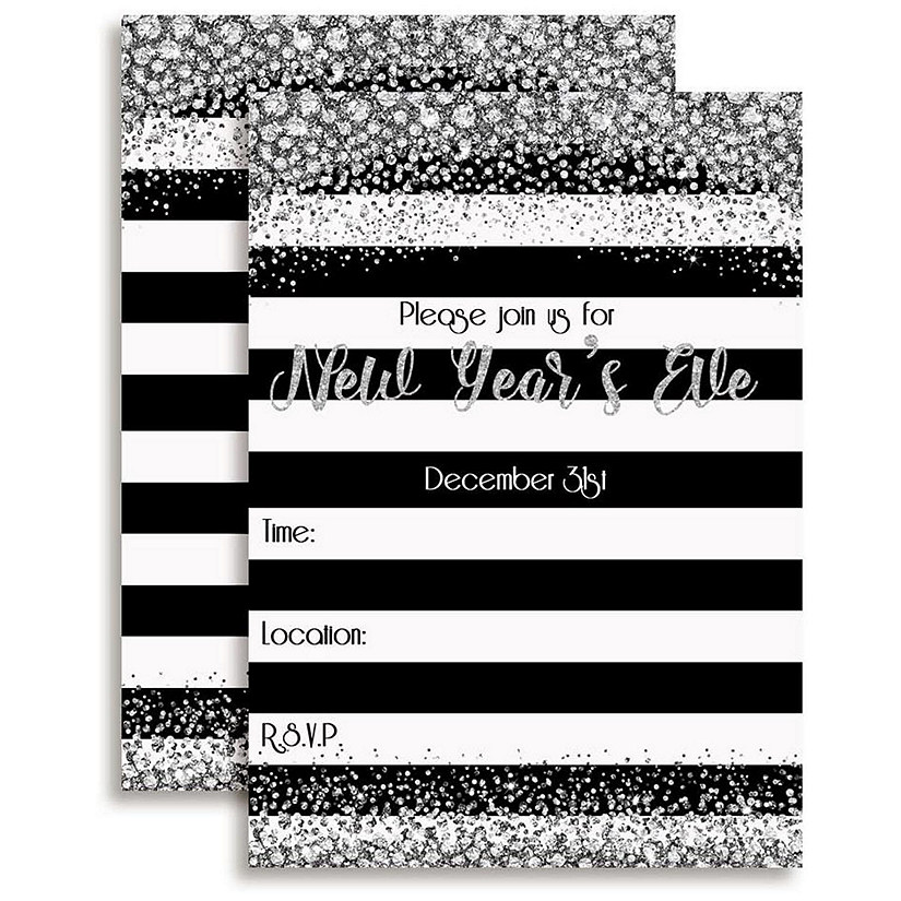AmandaCreation New Year Black and Silver Invites 40pc. Image