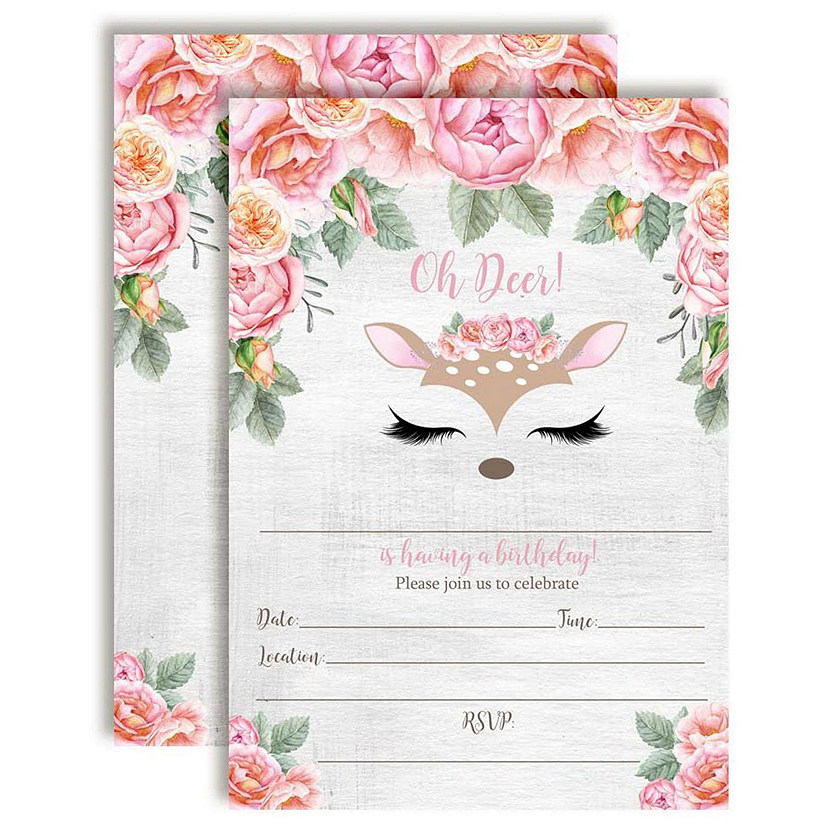 AmandaCreation Oh Deer Birthday Invites 40pc. Image