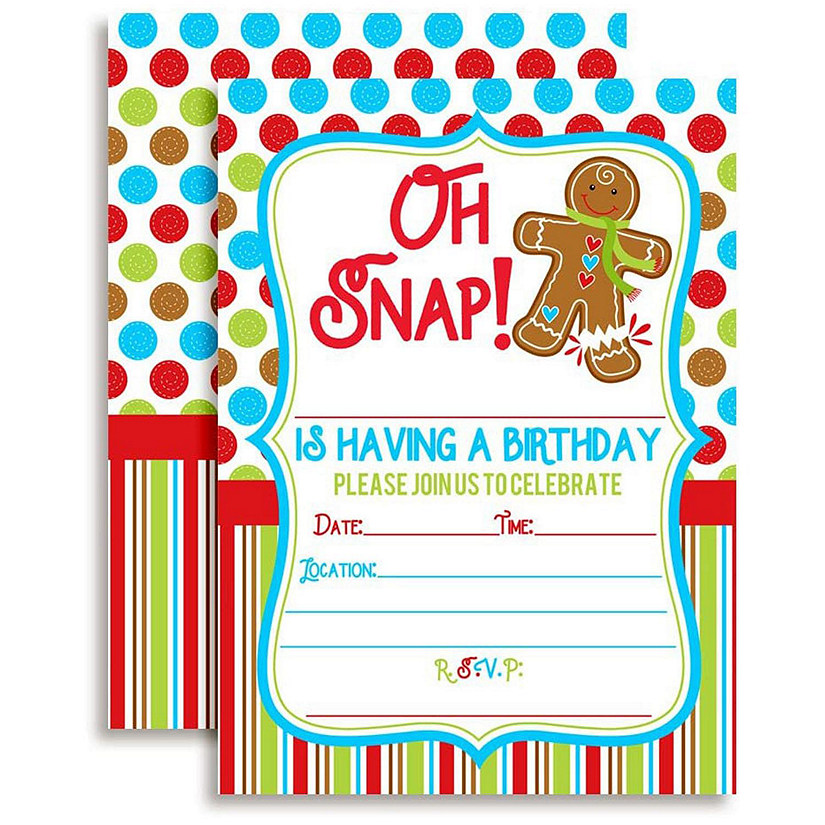 AmandaCreation Oh Snap Gingerbread Birthday Invites 40pc. Image