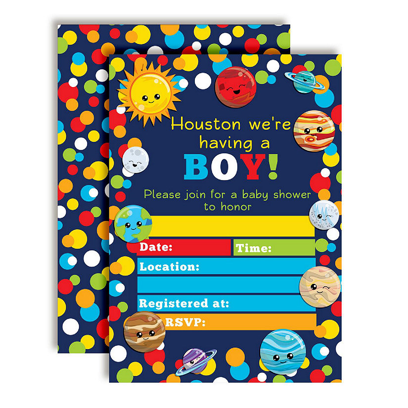 AmandaCreation Outer Space Baby Shower Invites 40pc. Image
