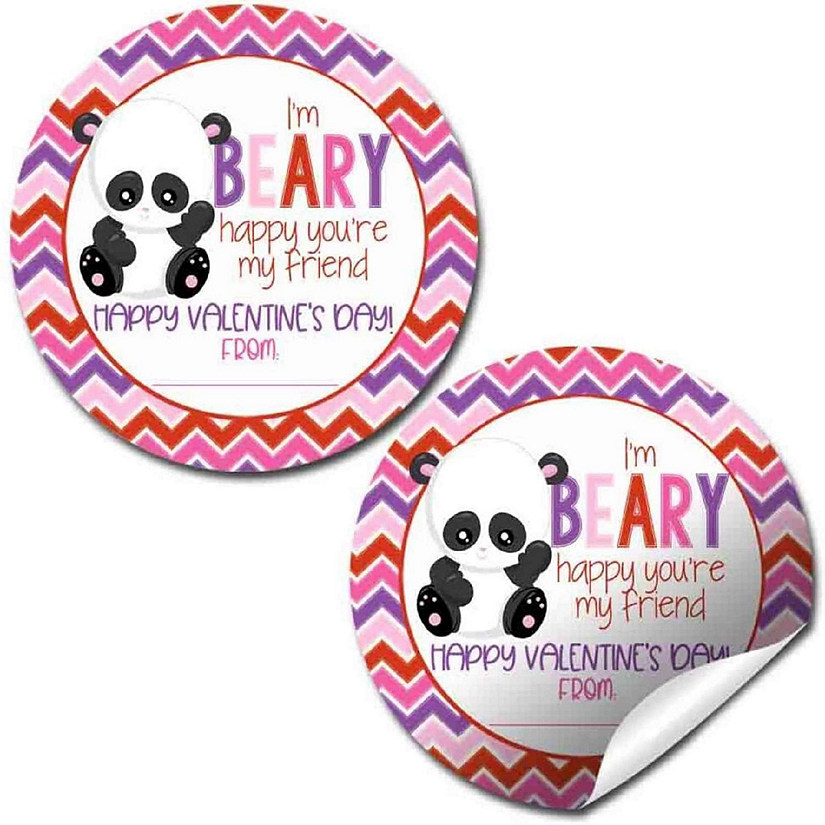 AmandaCreation Panda Bear Valentine Envelope Seals 40pc. Image
